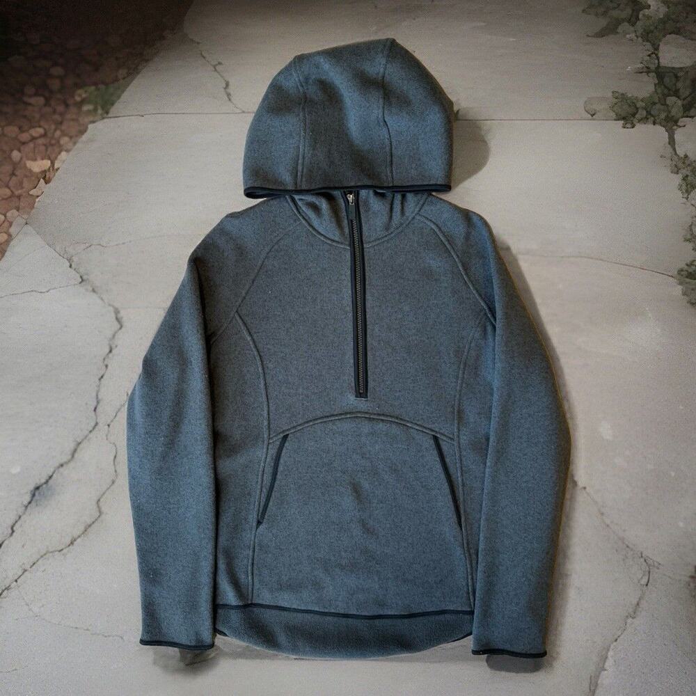 Lululemon Fleece and Thank You Hoodie M Gray Hooded Pullover Fleece Workout Yoga